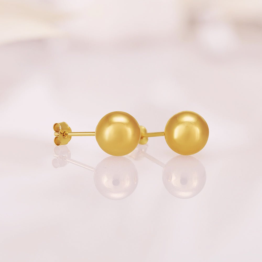 9ct Yellow Gold 8mm Ball Studs - FJewellery