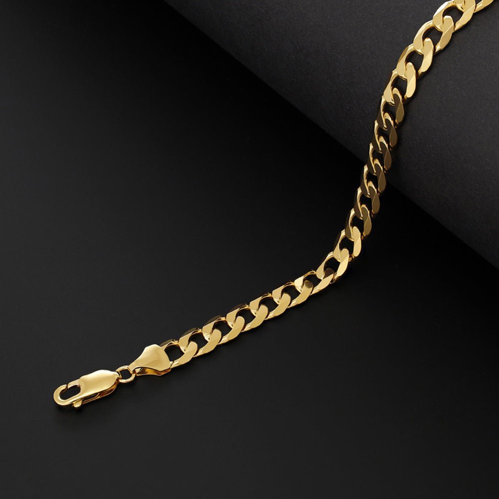 9ct Yellow Gold 8mm Curb Bracelet 7" - FJewellery