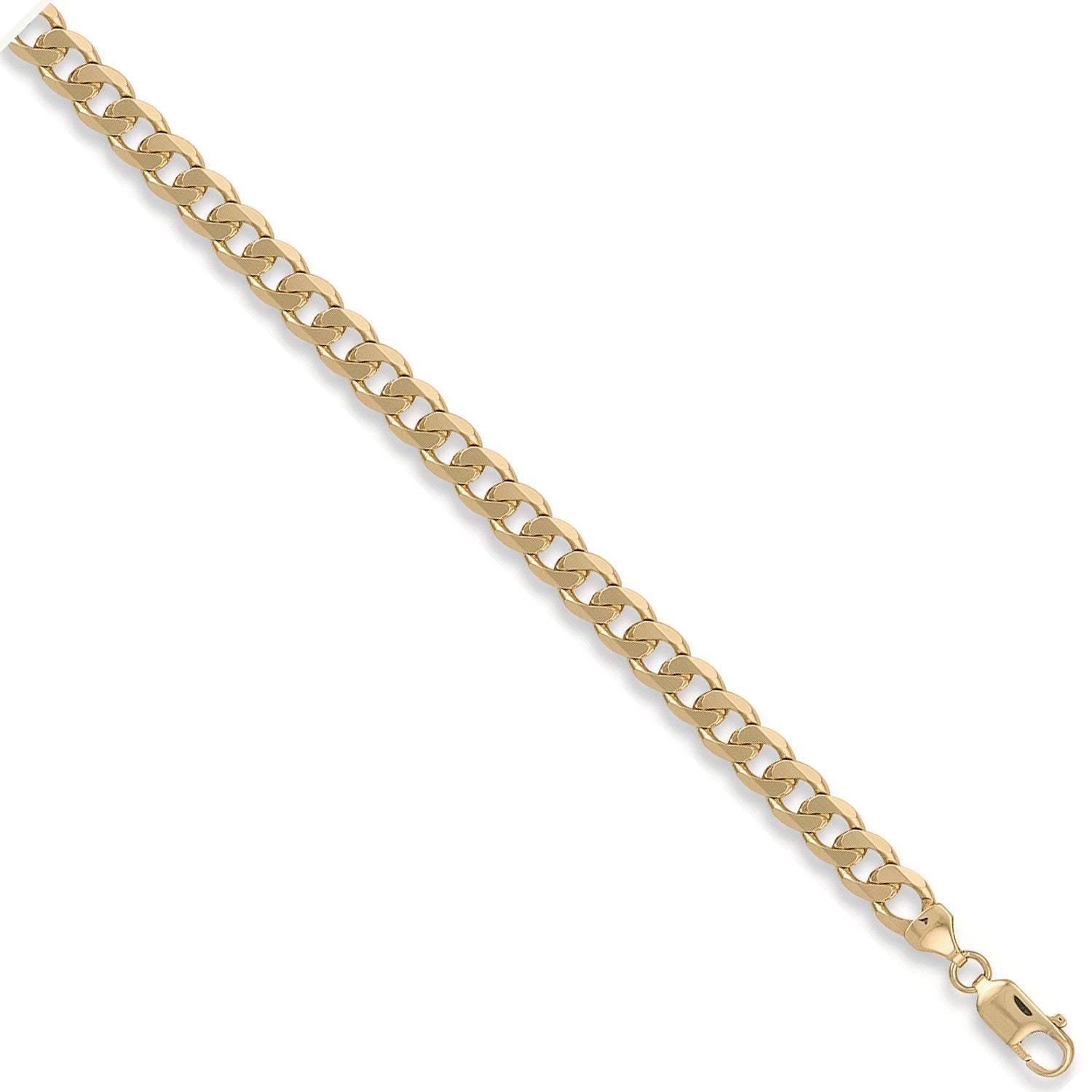 9ct Yellow Gold 8mm Curb Bracelet 8" - FJewellery