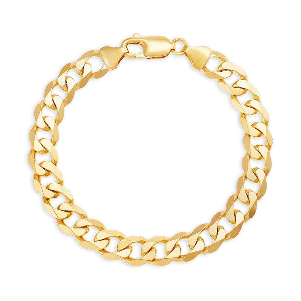9ct Yellow Gold 9.5mm Curb Bracelet - FJewellery