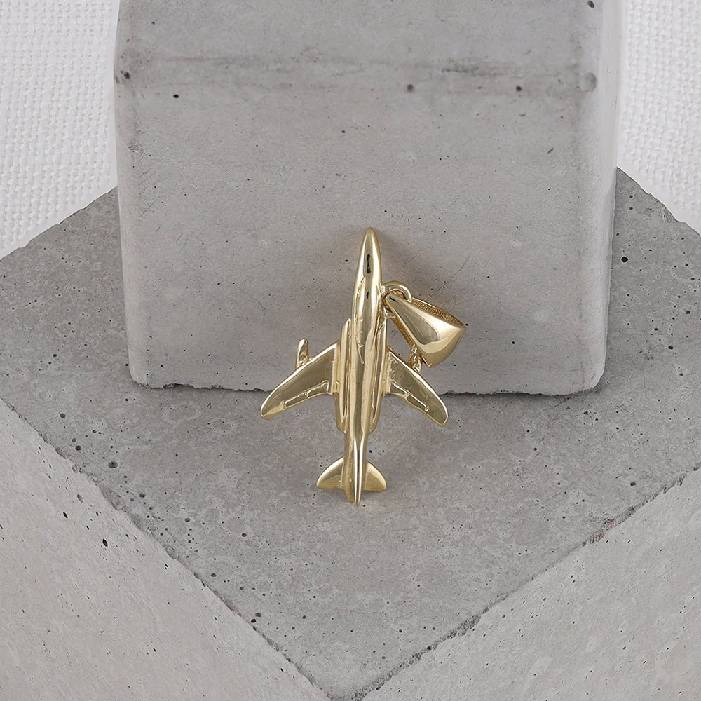 9ct yellow gold airplane Fancy Pendants PD60-9-51-13 - FJewellery
