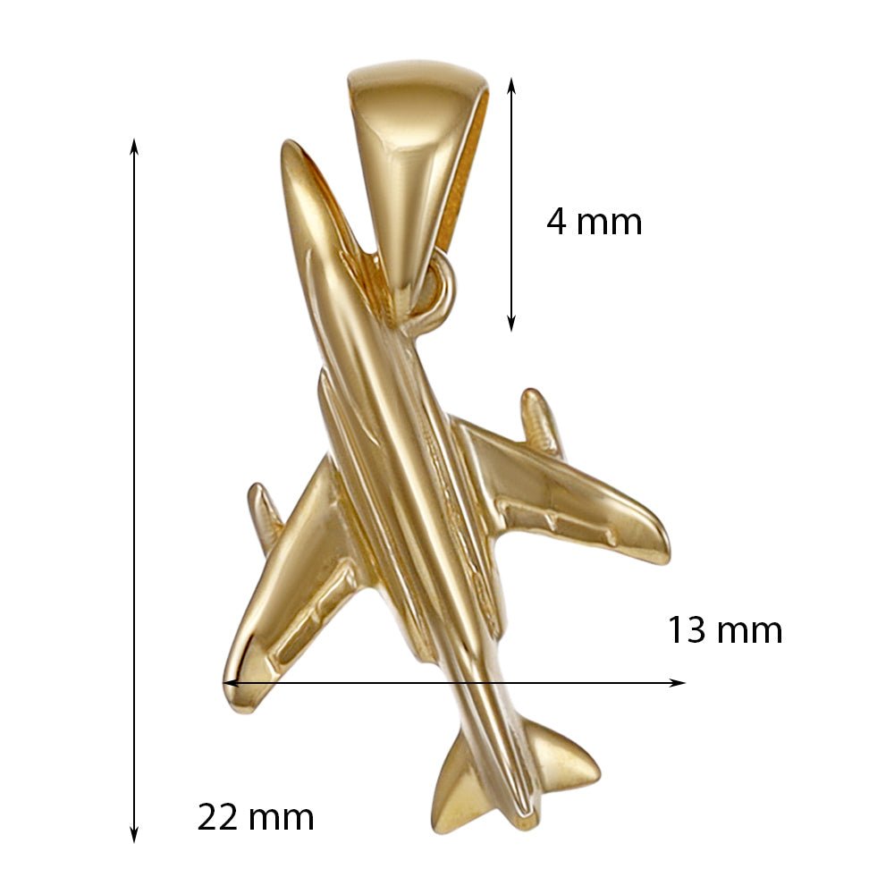9ct yellow gold airplane Fancy Pendants PD60-9-51-13 - FJewellery