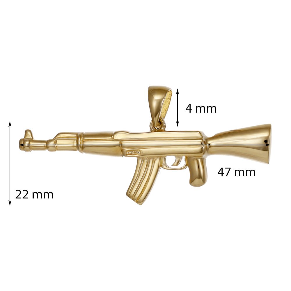 9ct yellow gold AK47 Pendants PD60-9-51-2 - FJewellery