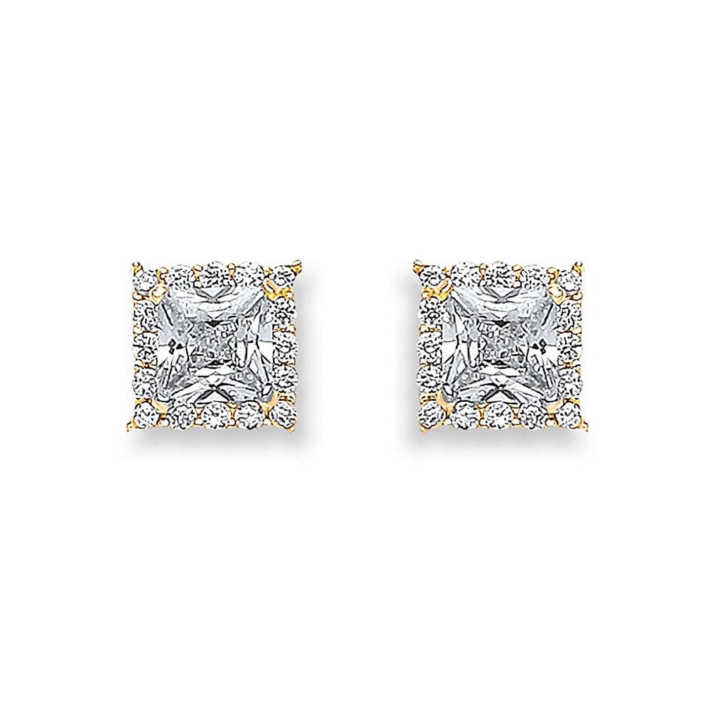 9ct Yellow Gold And Cz Stud Earrings 7.9 X 7.9mm - FJewellery