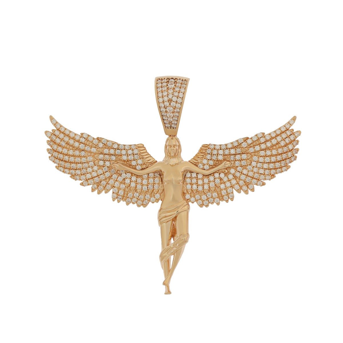 9ct Yellow Gold Angel Pendant 52mm - FJewellery