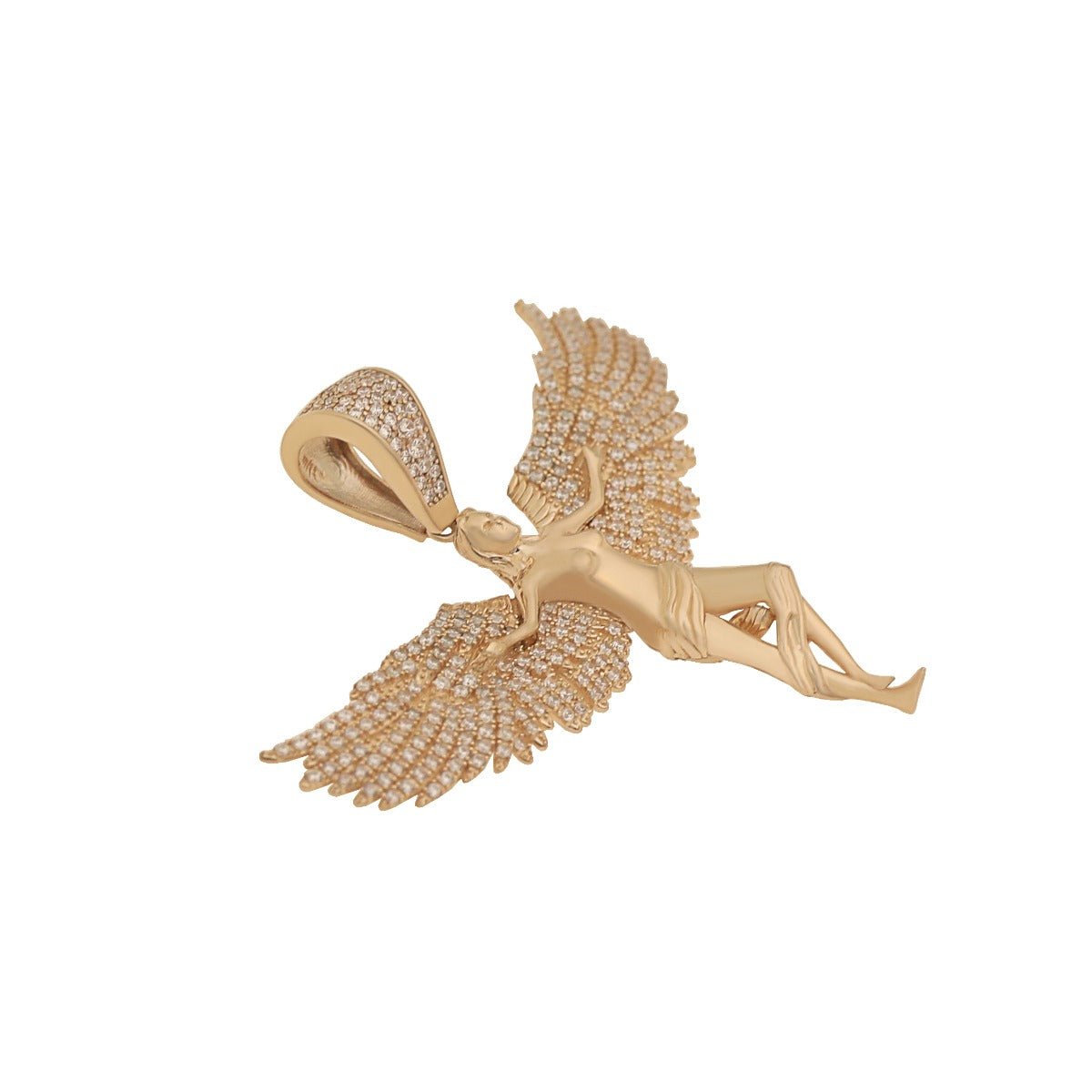 9ct Yellow Gold Angel Pendant 52mm - FJewellery