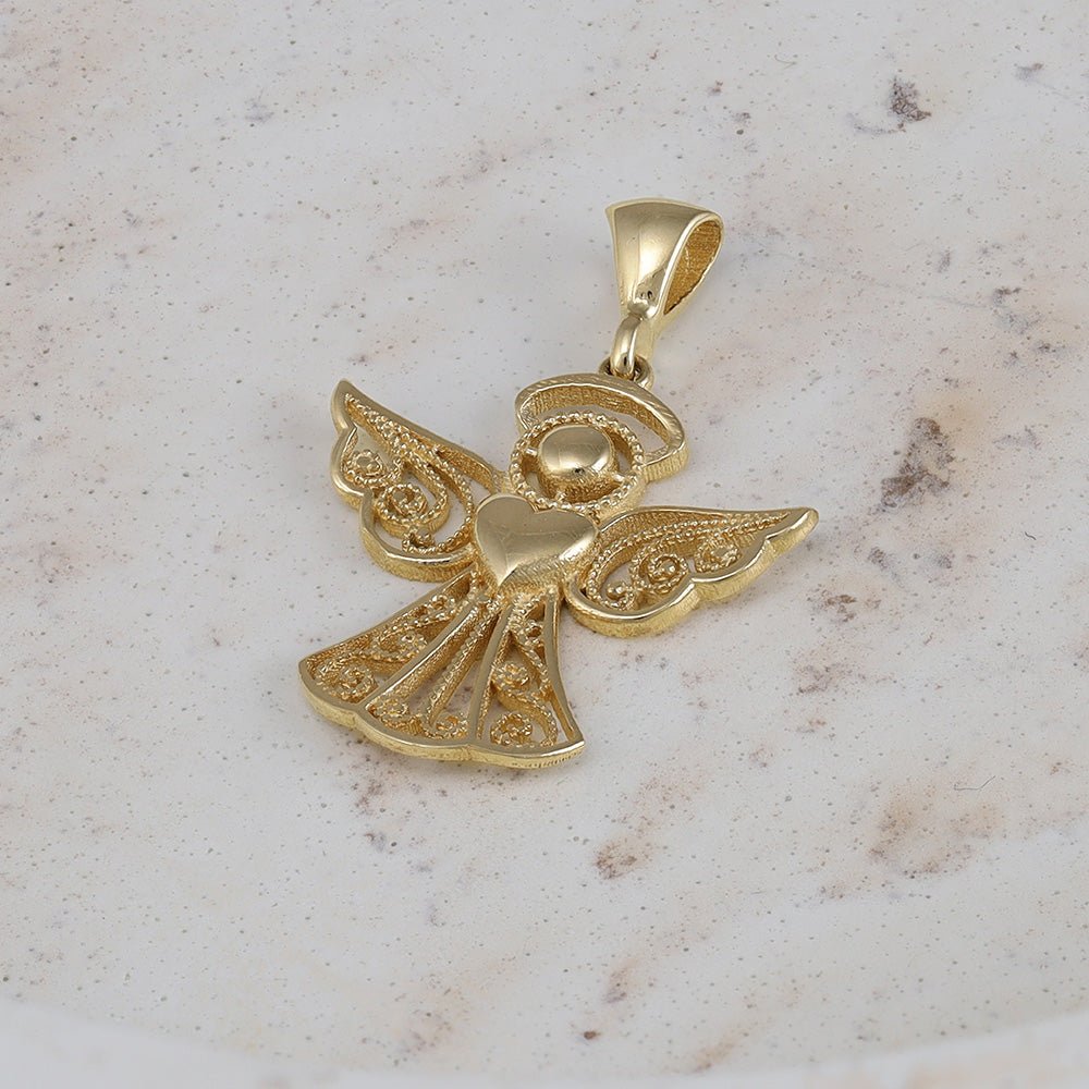 9ct yellow gold Angel Solid Pendants PD60-9-33-31 - FJewellery