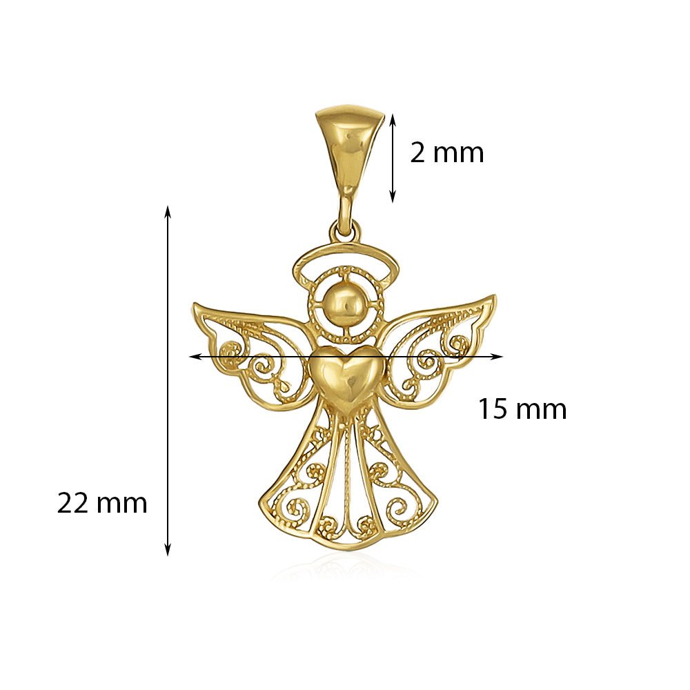 9ct yellow gold Angel Solid Pendants PD60-9-33-31 - FJewellery