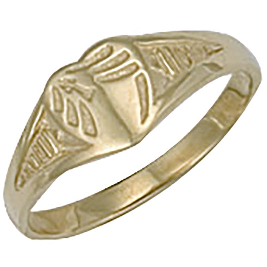9ct Yellow Gold Baby Engraved Heart Signet Ring - FJewellery