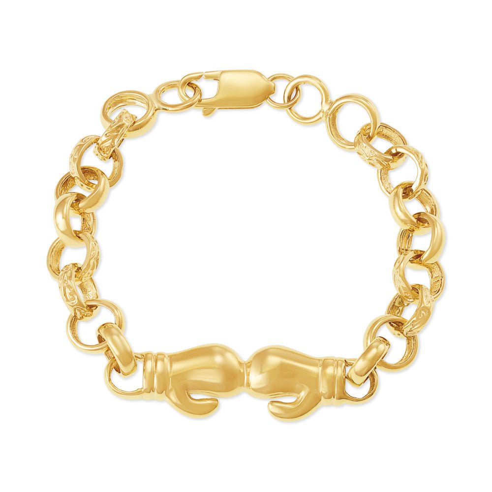 9ct Yellow Gold Patterned Belcher Bracelet 8