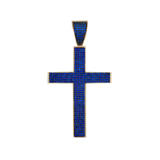 9ct Yellow Gold Blue Cross Pendant HPP0139 - FJewellery