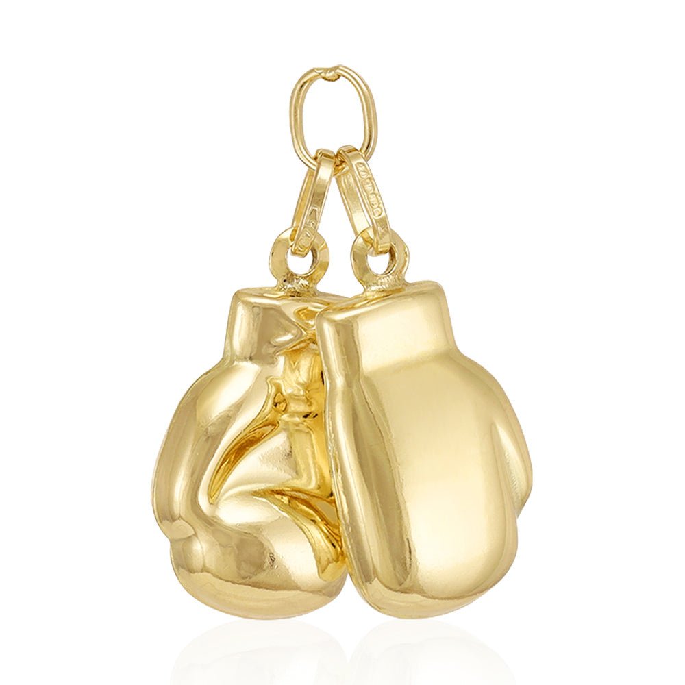 9ct Yellow Gold Boxing Plain Gloves Pendant - FJewellery