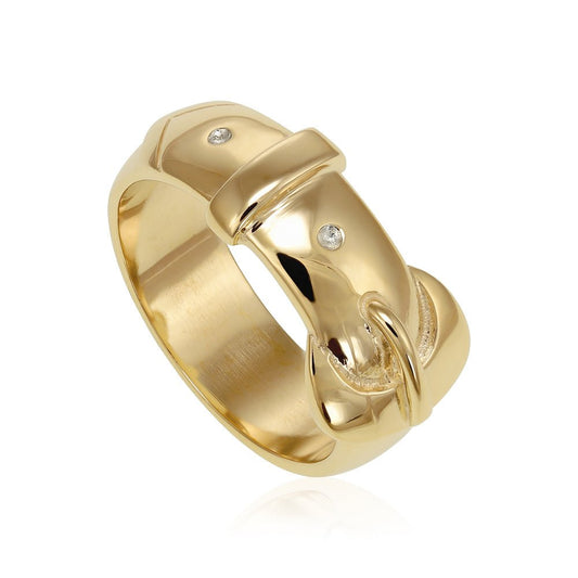 9ct Yellow Gold Buckle Ring 111050 - FJewellery