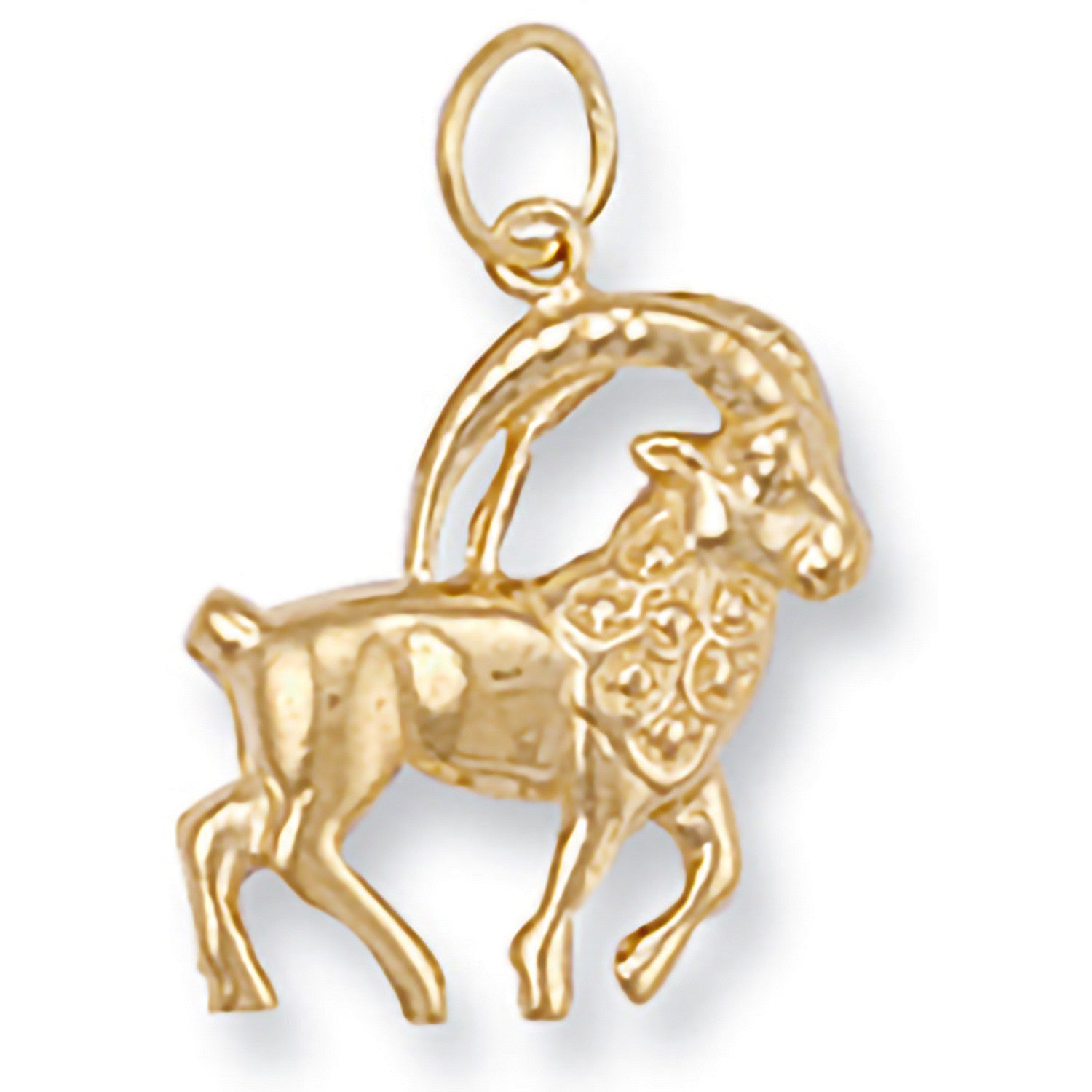 9ct Yellow Gold Capricorn Zodiac Horned Goat Pendant - FJewellery