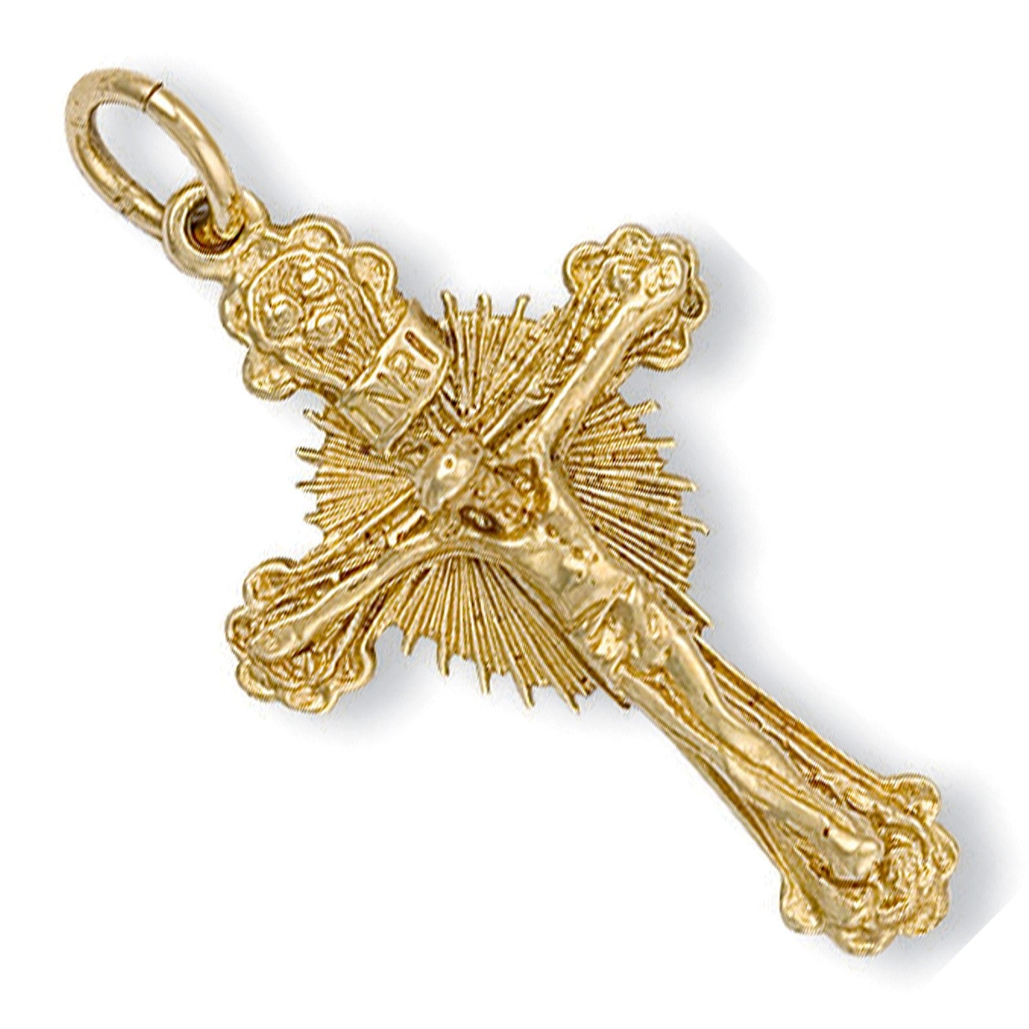 9ct Yellow Gold Casted Crucifix Pendant - FJewellery