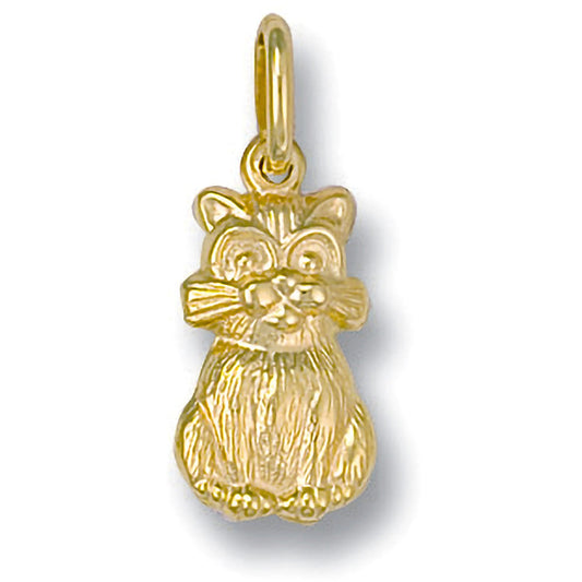 9ct Yellow Gold Cat Pendant - FJewellery