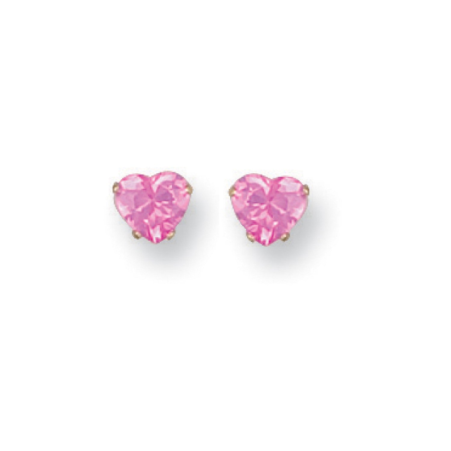 9ct Yellow Gold Claw Set Pink Cz Studs - FJewellery
