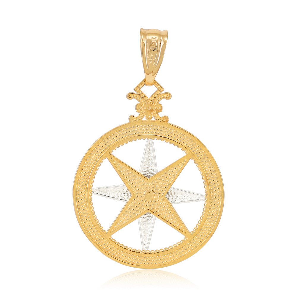 9ct yellow Gold Compass Pendant - FJewellery