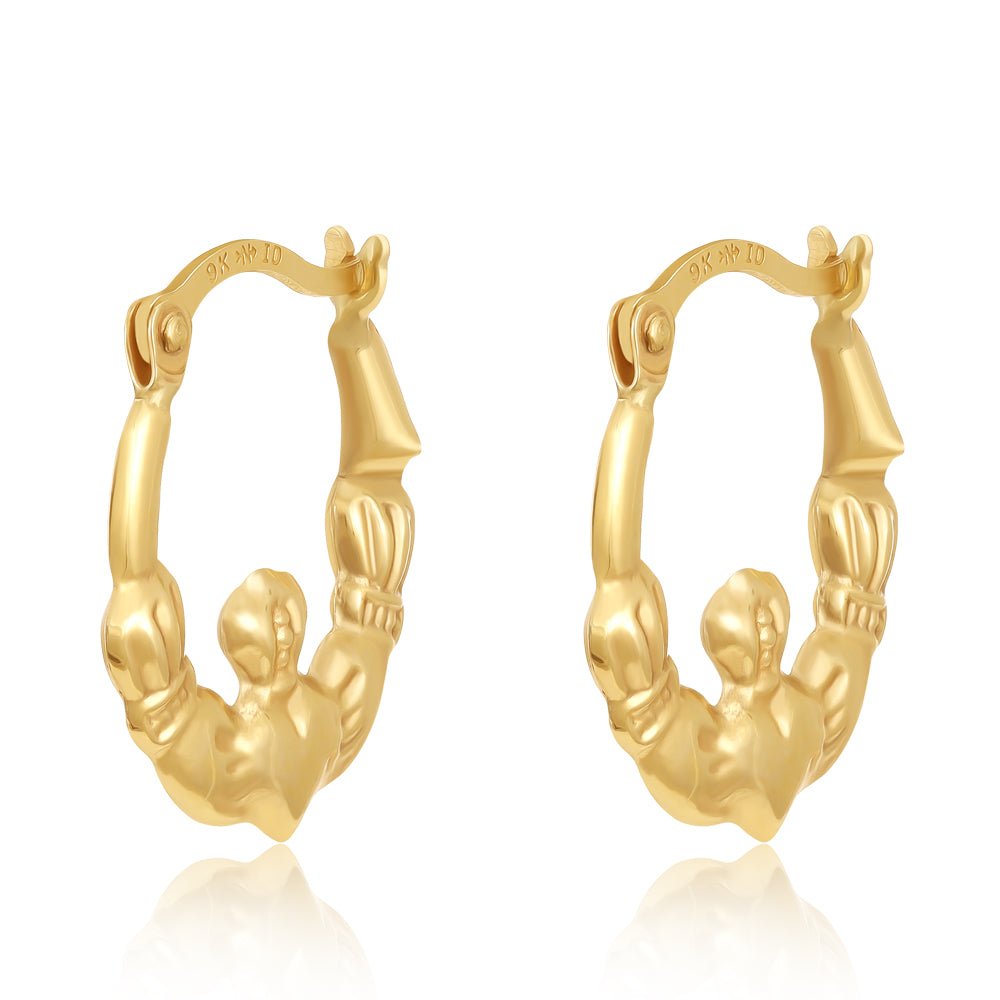 9ct Yellow Gold Creole Earrings 15.9 X 13.9mm - FJewellery