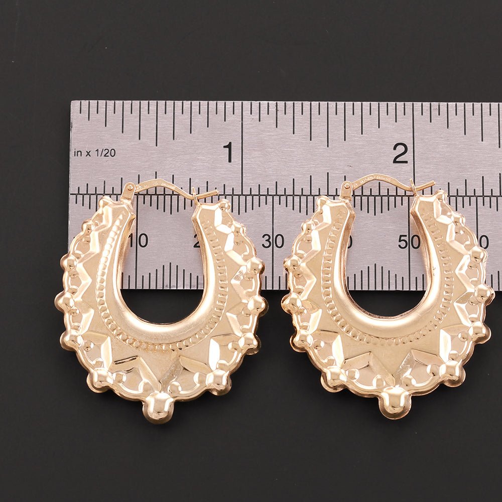 9ct Yellow Gold Creole Earrings 37.1 X 30.9mm - FJewellery