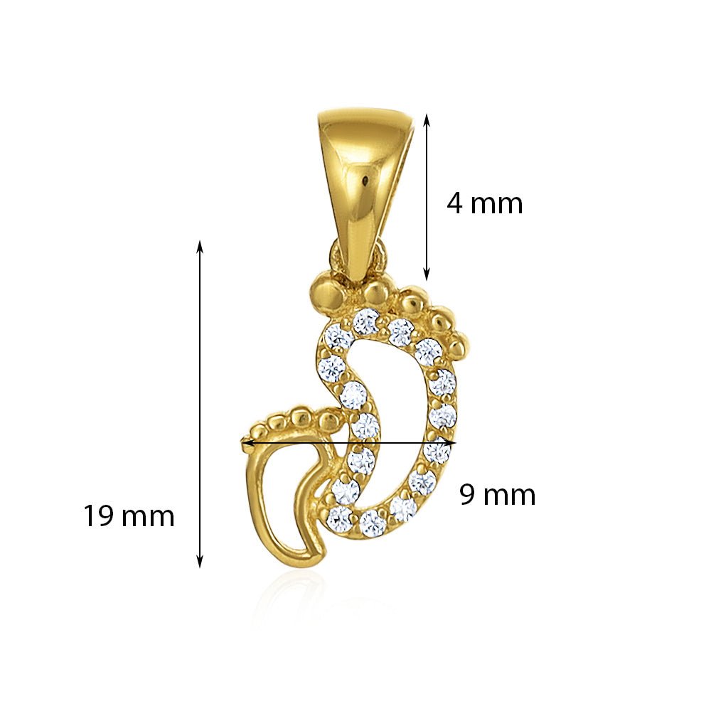 9ct yellow gold cubic zirconia Baby feet Pendants PD60-9-54-34 - FJewellery