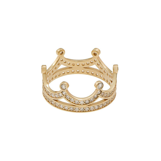 9ct Yellow Gold Cubic zirconia Crown ring HPR0038 - FJewellery