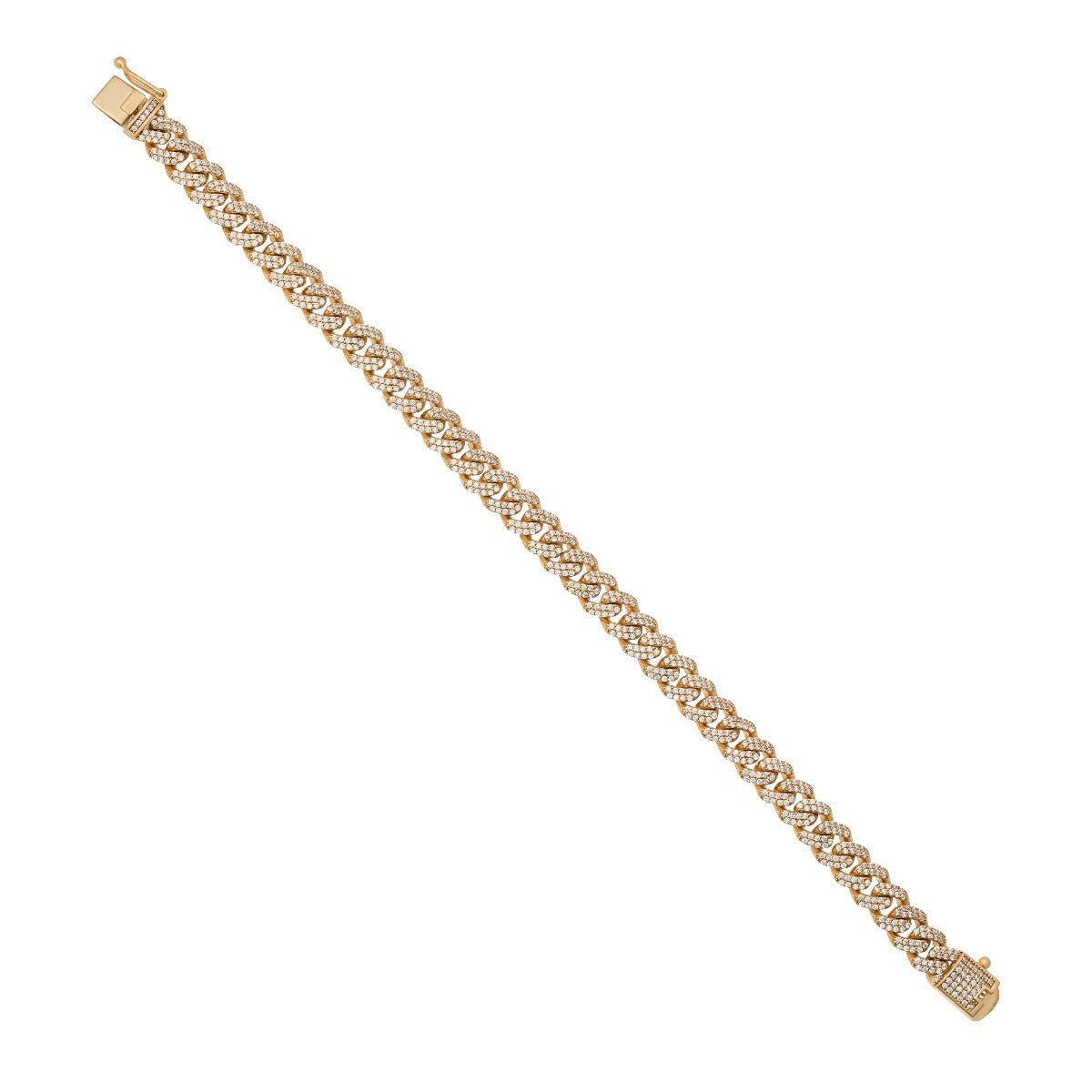 9ct Yellow Gold cubic zirconia curb bracelet 7.5mm - FJewellery