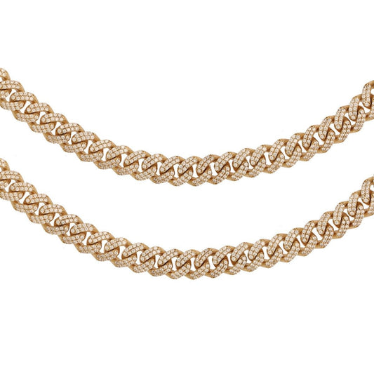 9ct Yellow Gold cubic zirconia Curb Chain 8mm 2016298 - FJewellery