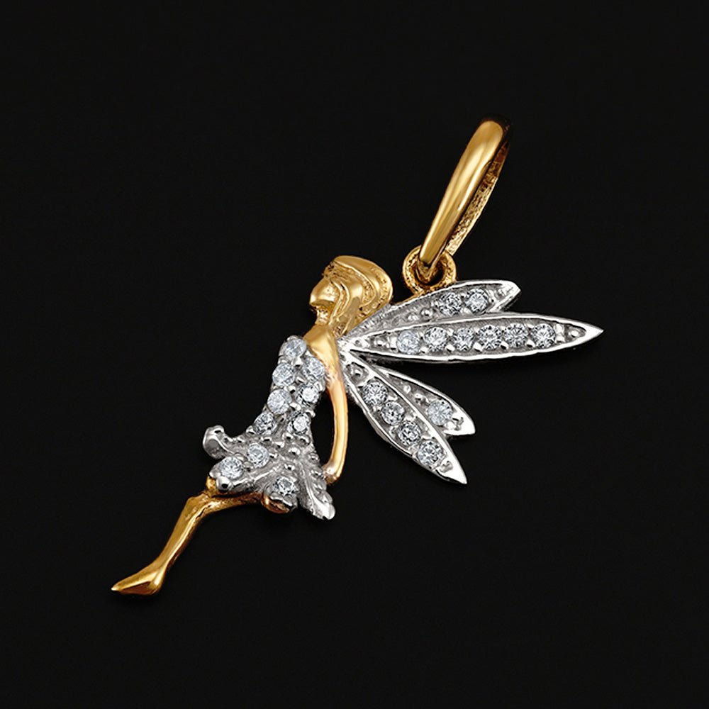 9ct Yellow Gold Cubic Zirconia Fairy Pendant - FJewellery