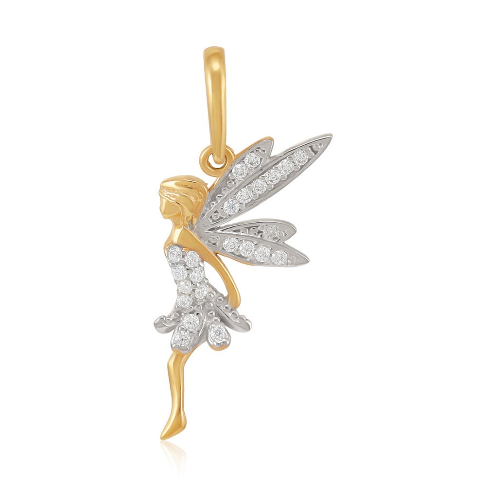 9ct Yellow Gold Cubic Zirconia Fairy Pendant - FJewellery