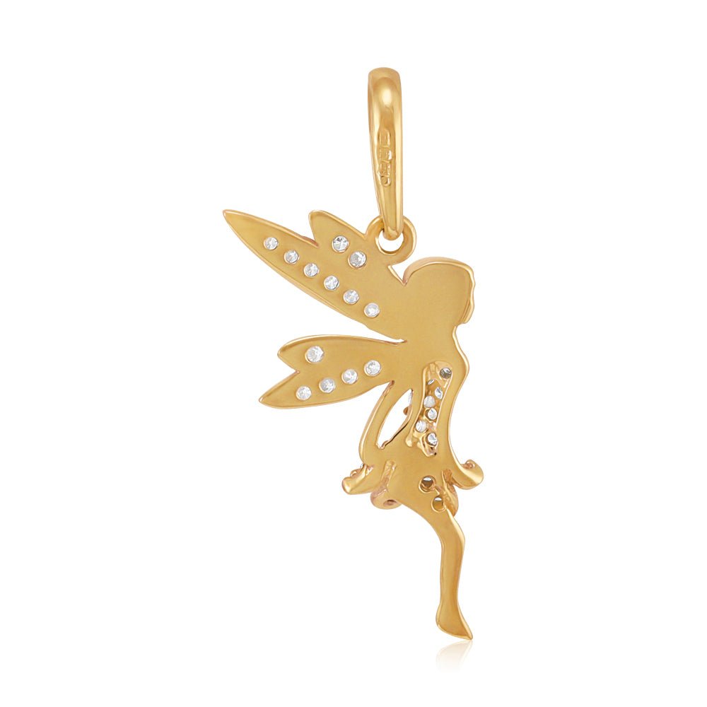 9ct Yellow Gold Cubic Zirconia Fairy Pendant - FJewellery