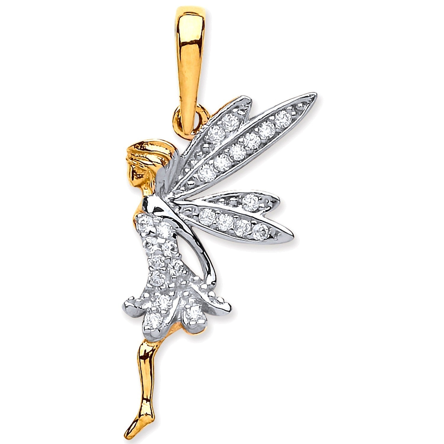 9ct Yellow Gold Cubic Zirconia Fairy Pendant - FJewellery