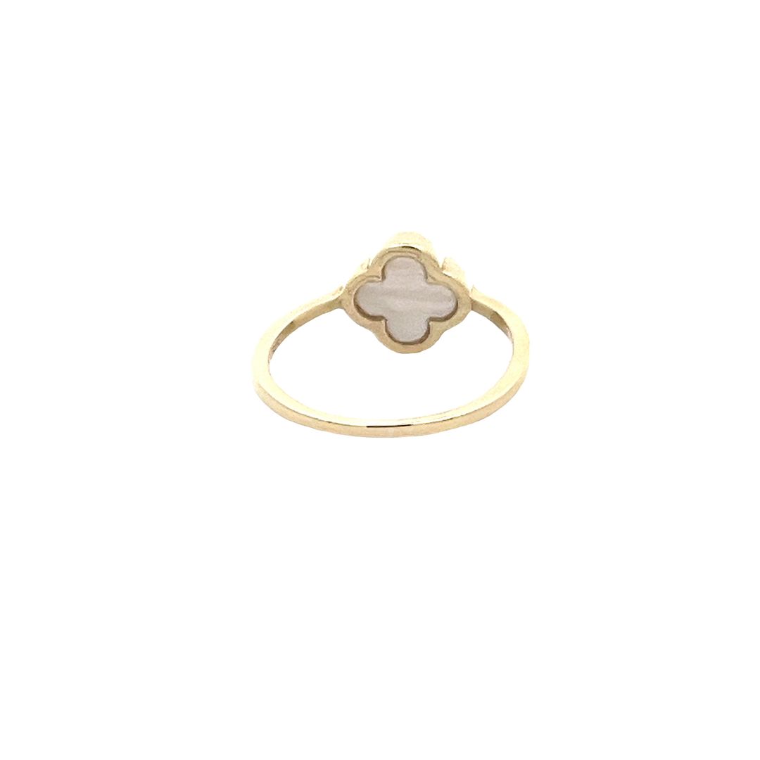 9ct Yellow gold Cubic zirconia Four Leaf Clover Ring DSHR0700 - FJewellery