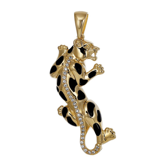 9ct yellow gold cubic zirconia Leopard Animals PD60-9-4-11 - FJewellery