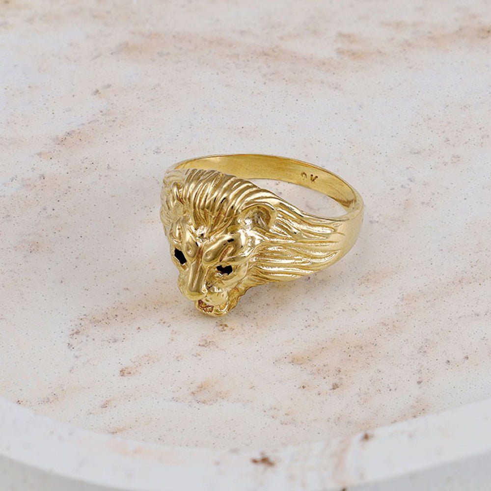 9ct yellow gold cubic zirconia Lion Rings PD60-9-19-24 - FJewellery