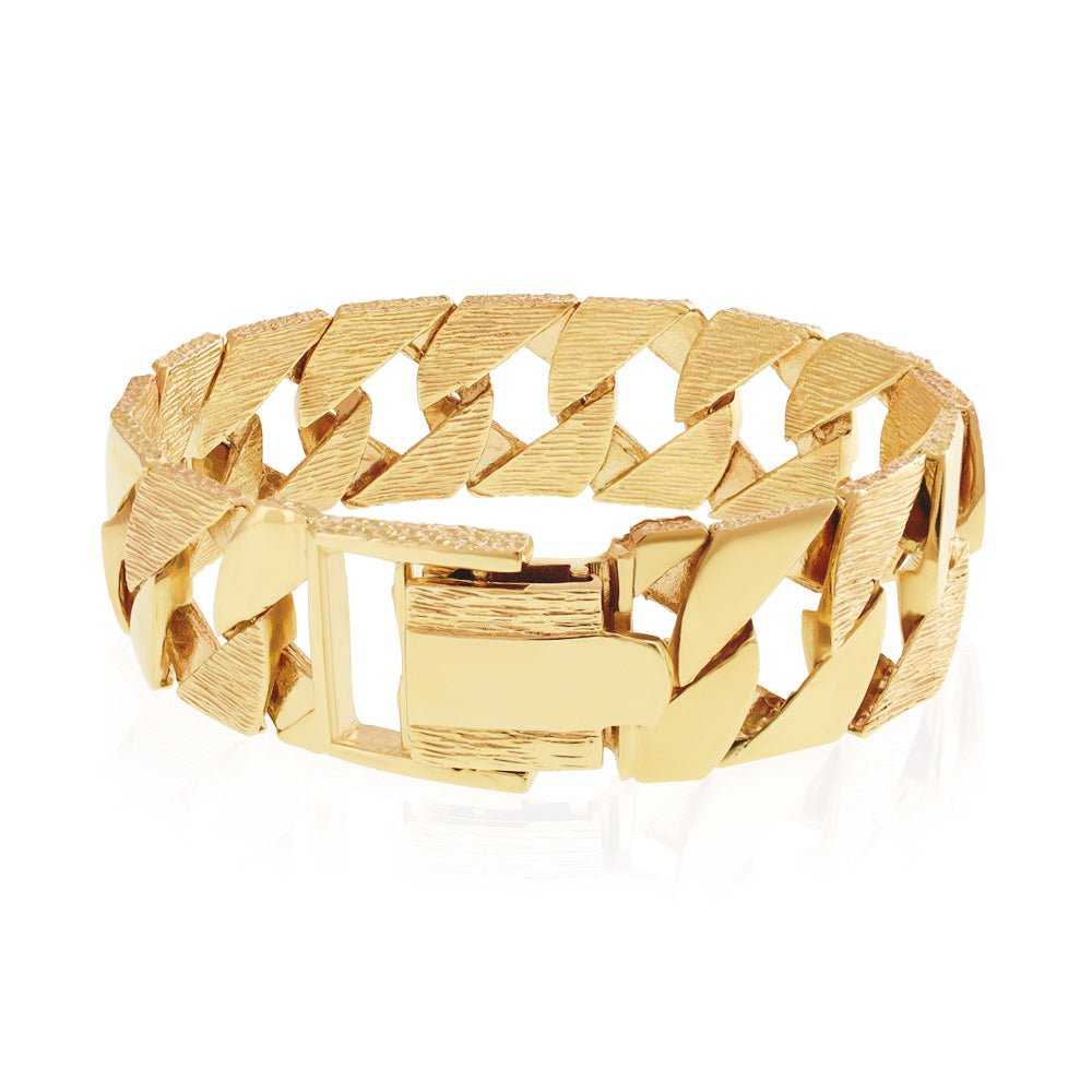 9ct Yellow Gold Curb Bracelet 22mm - FJewellery