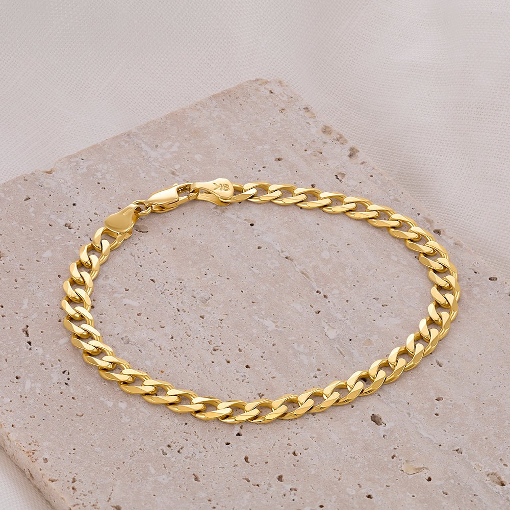 9ct Yellow Gold Curb Bracelets 7mm CNM07298-8 - FJewellery