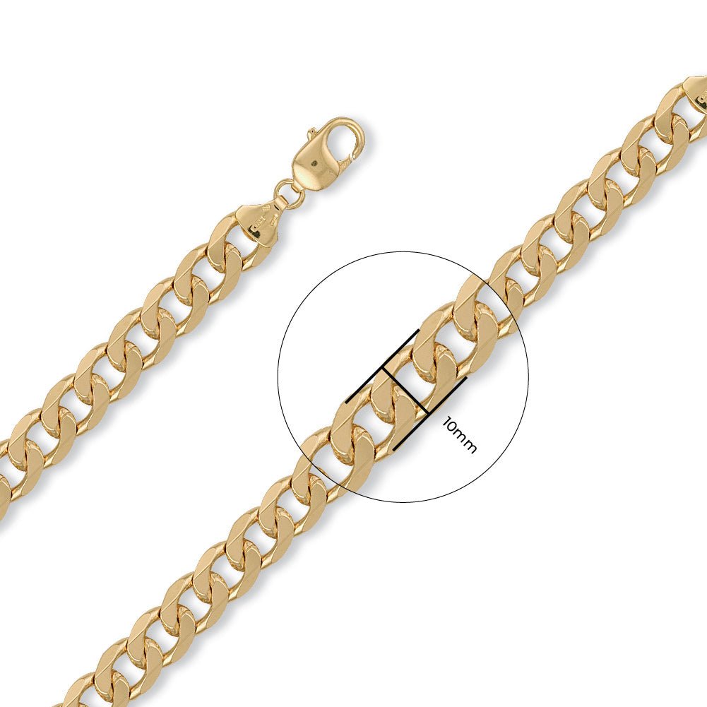 9ct Yellow Gold Curb Chain 10.5mm - FJewellery