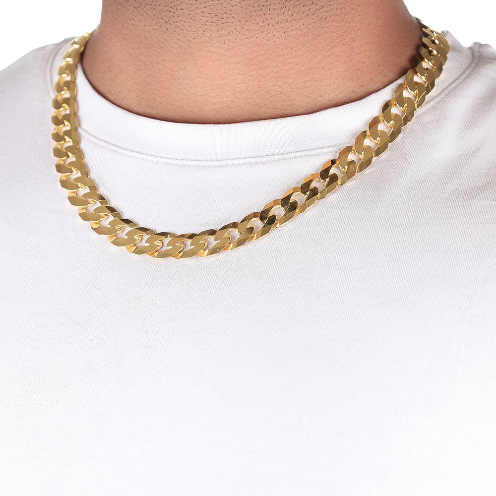 9ct Yellow Gold Curb Chain 12mm - FJewellery