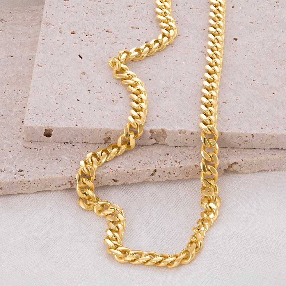 9ct Yellow Gold Curb Chain 7mm CNM07298 - FJewellery