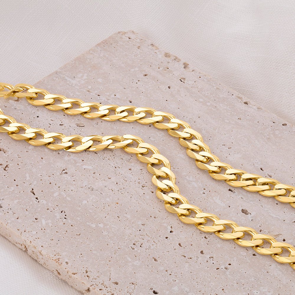 9ct Yellow Gold Curb Chain 8mm CNM10653 - FJewellery