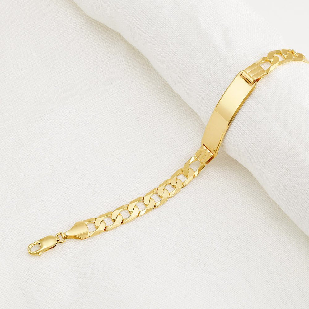 9ct Yellow Gold Curb Id Bracelet 7.3mm - FJewellery