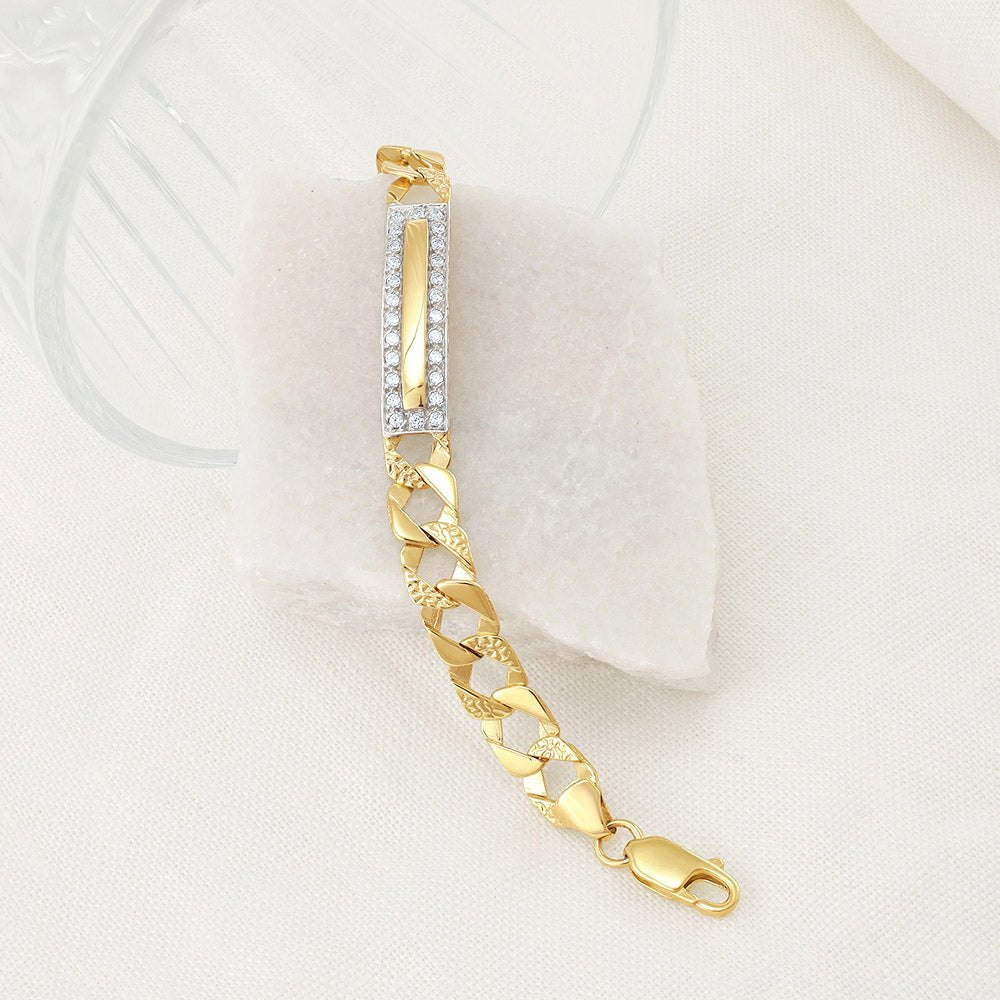 9ct Yellow Gold Curb Id Bracelet 7.7mm - FJewellery