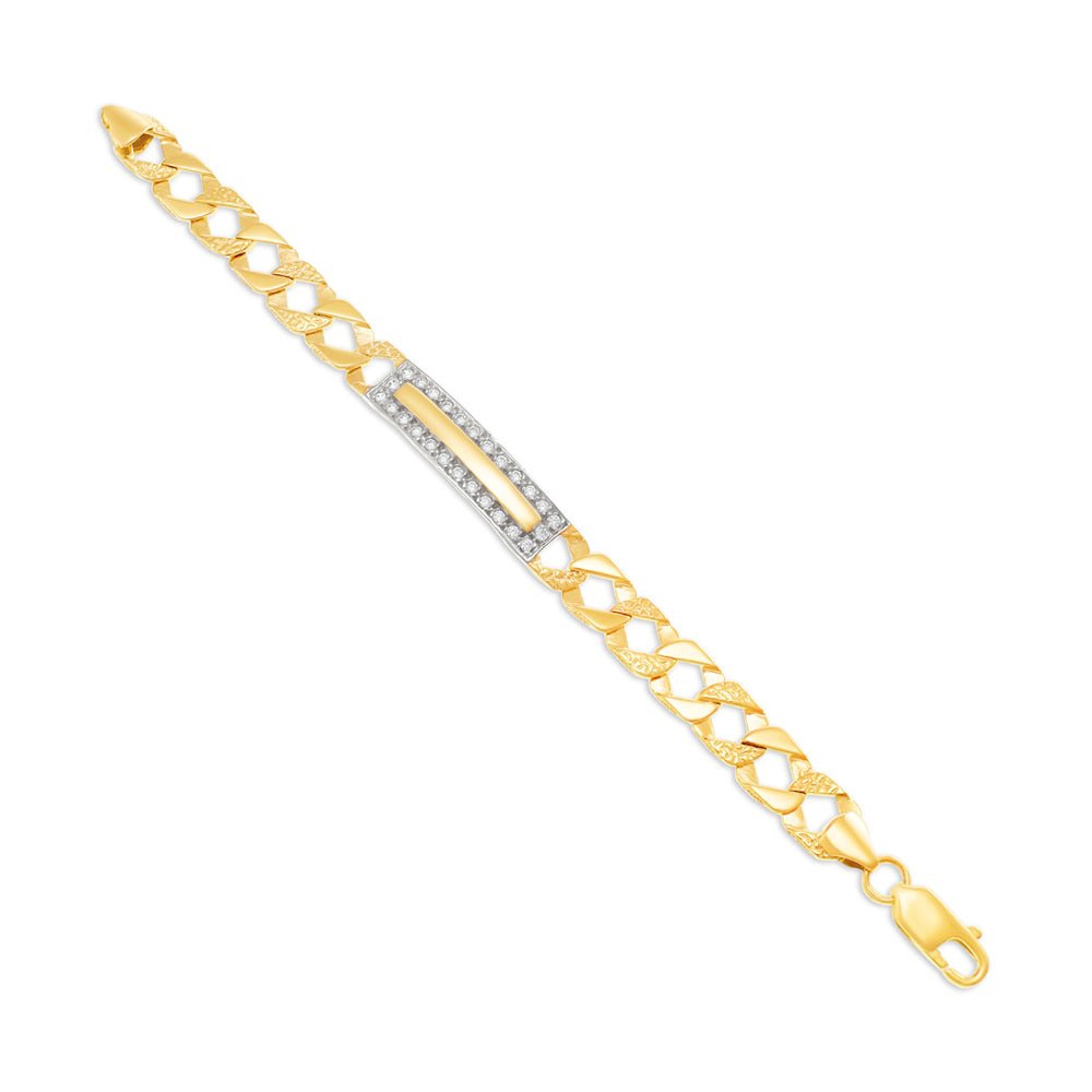 9ct Yellow Gold Curb Id Bracelet 7.7mm - FJewellery