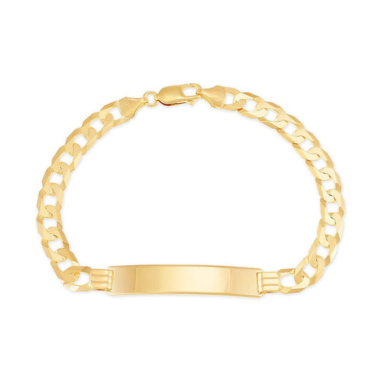 9ct Yellow Gold Curb Id Bracelet 8" - FJewellery