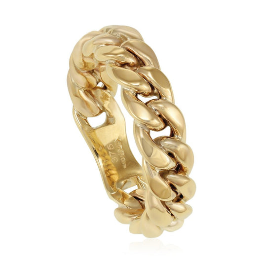 9ct Yellow Gold Curb Link Gents Ring DSHR0679 - FJewellery
