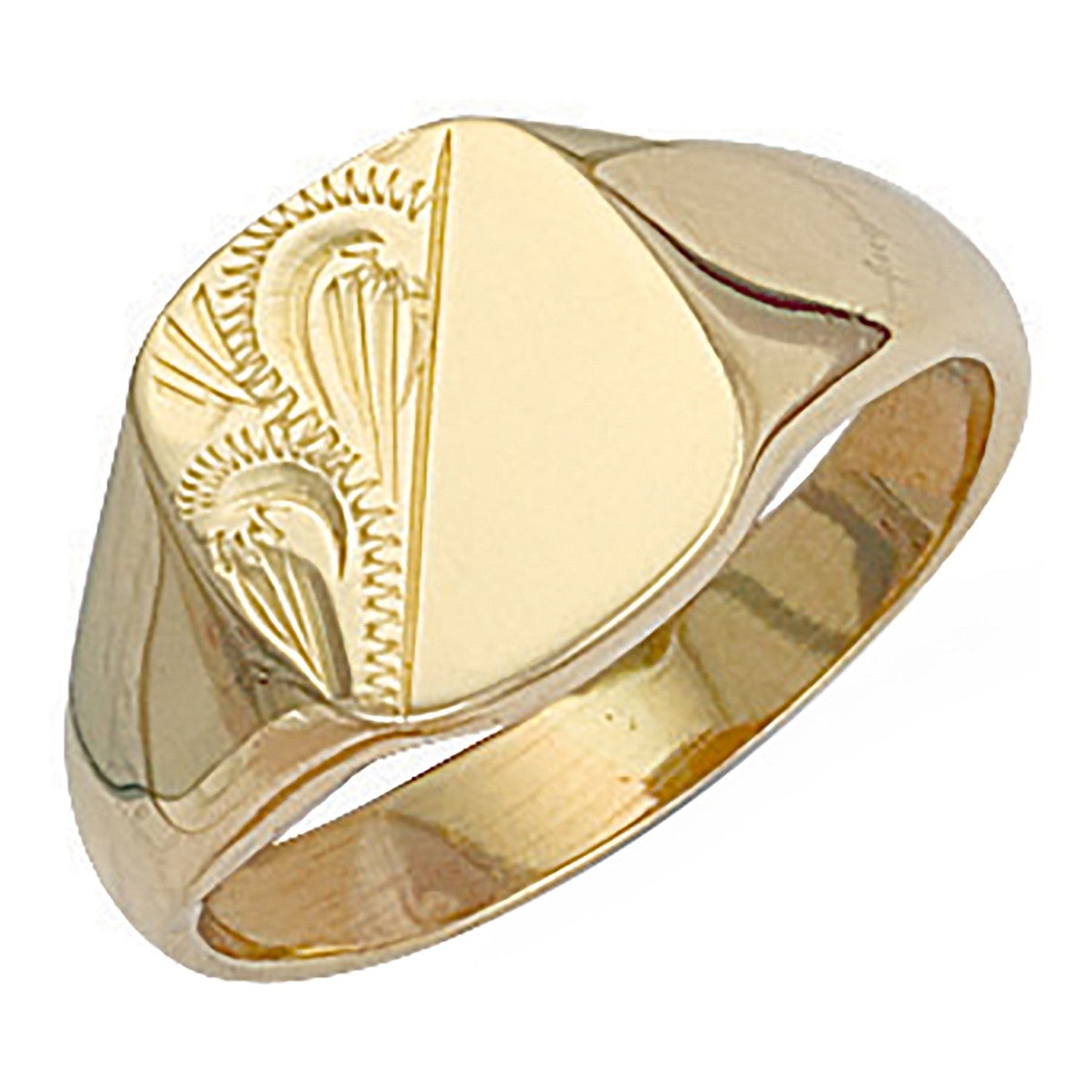 9ct Yellow Gold Cushion Engraved Signet Ring 13 x 13.5mm - FJewellery