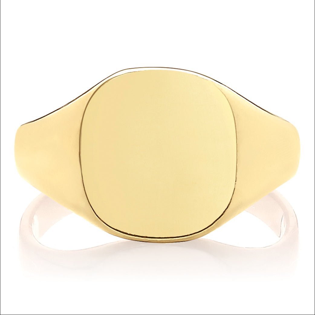 9ct Yellow Gold Cushion Signet Rings - Size S - FJewellery