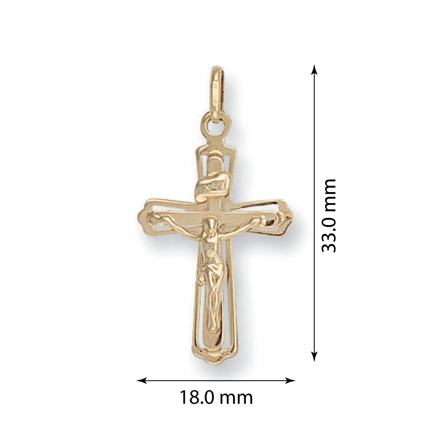 9ct Yellow Gold Cut Out Classic Crucifix - FJewellery