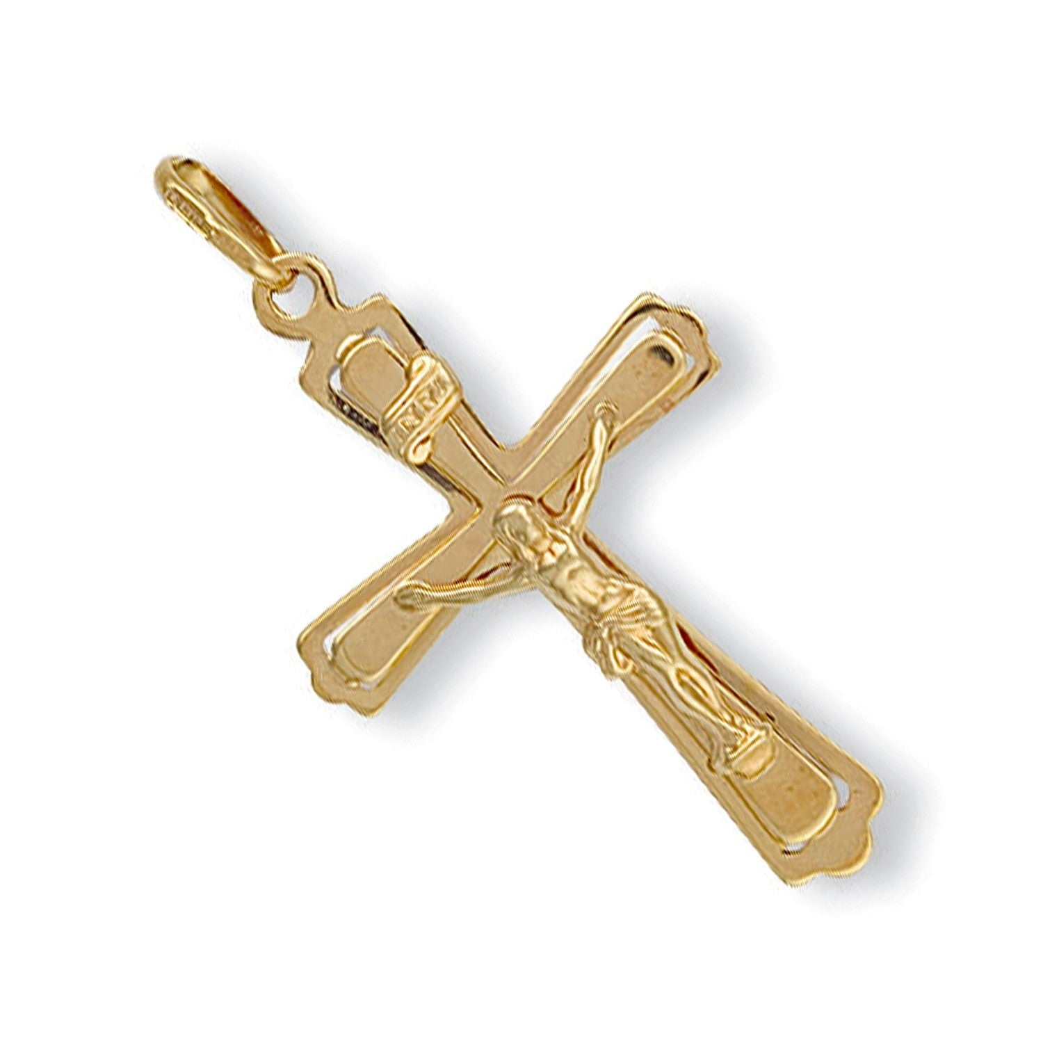 9ct Yellow Gold Cut Out Crucifix Pendant - FJewellery